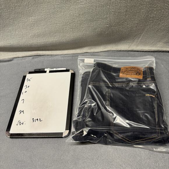 Volcom Vorta Jeans Mens 34 (35x30 ACTUAL) Slim Straight Blue Denim Dark Wash - Picture 10 of 10